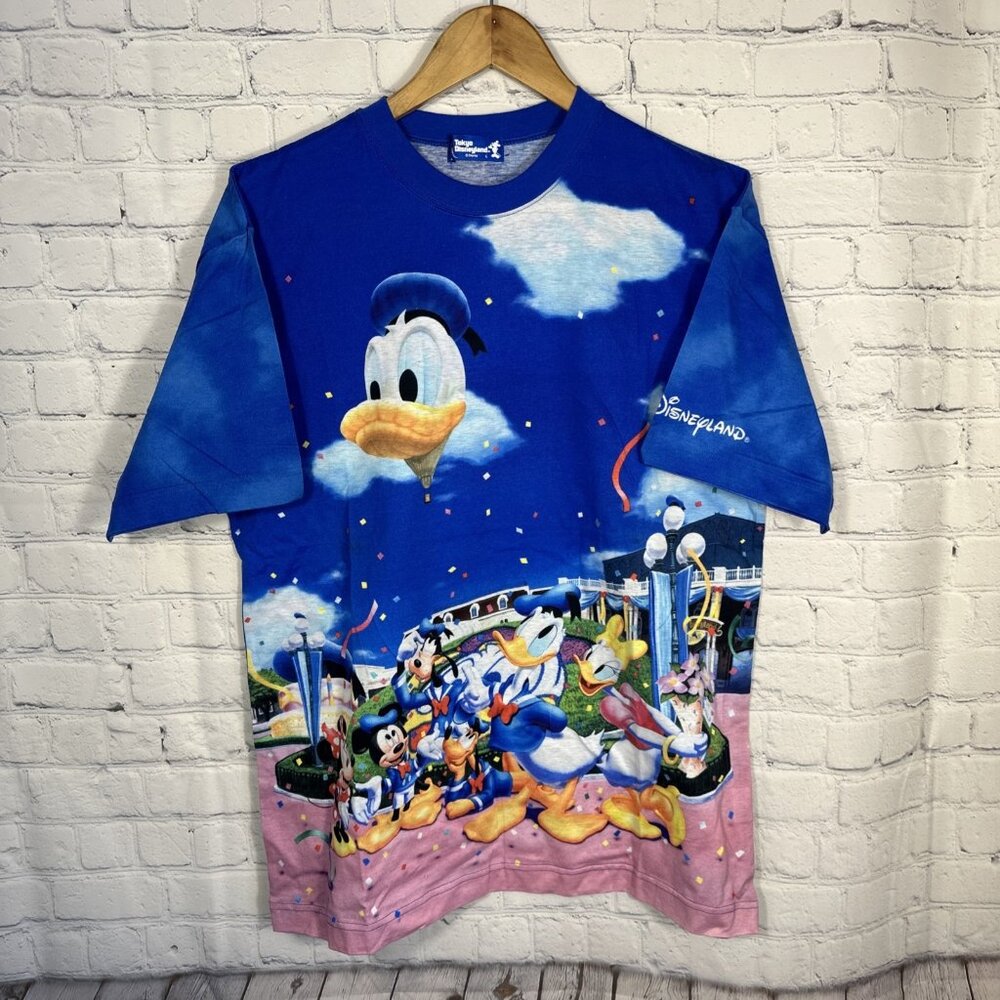 Disney Tokyo Disneyland All Over Print On Both Sides Donald‎ Duck Mickey Minnie